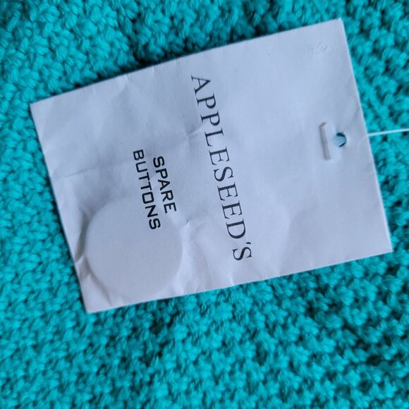 Appleseeds Womens Cotton Knit Turquoise Cardigan Sweater Button Closure Size L N - Picture 6 of 7